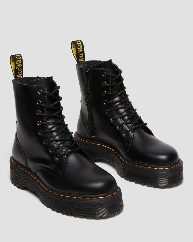 Black Men's Dr Martens Jadon Smooth Leather Platform Boots | CA 562VRW